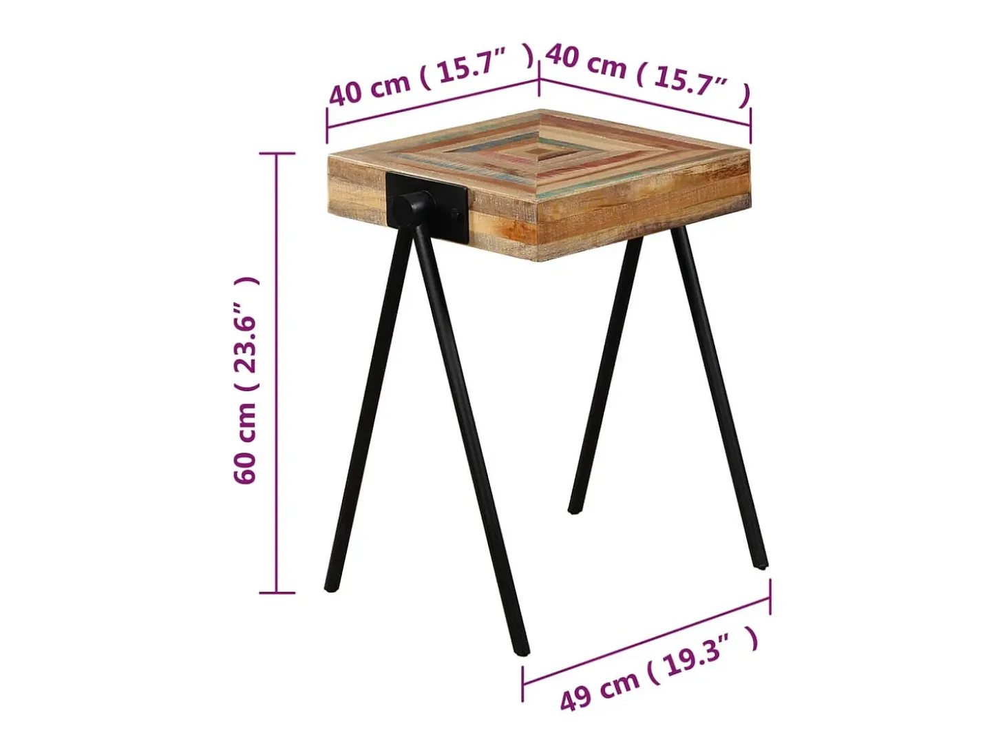 Mesita auxiliar de madera de teca reciclada