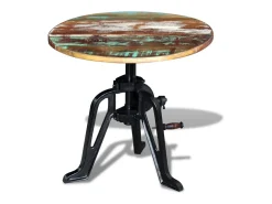 Mesita auxiliar madera reciclada y hierro fundido 60x(42-63) cm