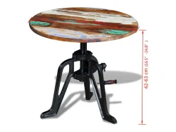 Mesita auxiliar madera reciclada y hierro fundido 60x(42-63) cm