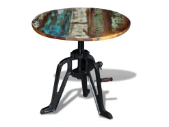 Mesita auxiliar madera reciclada y hierro fundido 60x(42-63) cm