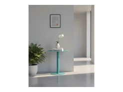 Mesita Auxiliar Salón, Metálica, Diseño Escandinavo, Funcional – Turquesa - 51*49*38 cm – SKANDY
