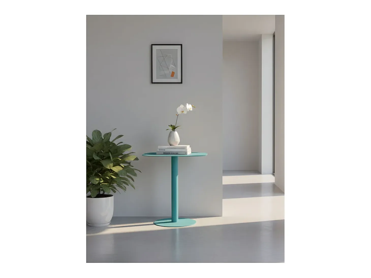 Mesita Auxiliar Salón, Metálica, Diseño Escandinavo, Funcional – Turquesa - 51*49*38 cm – SKANDY