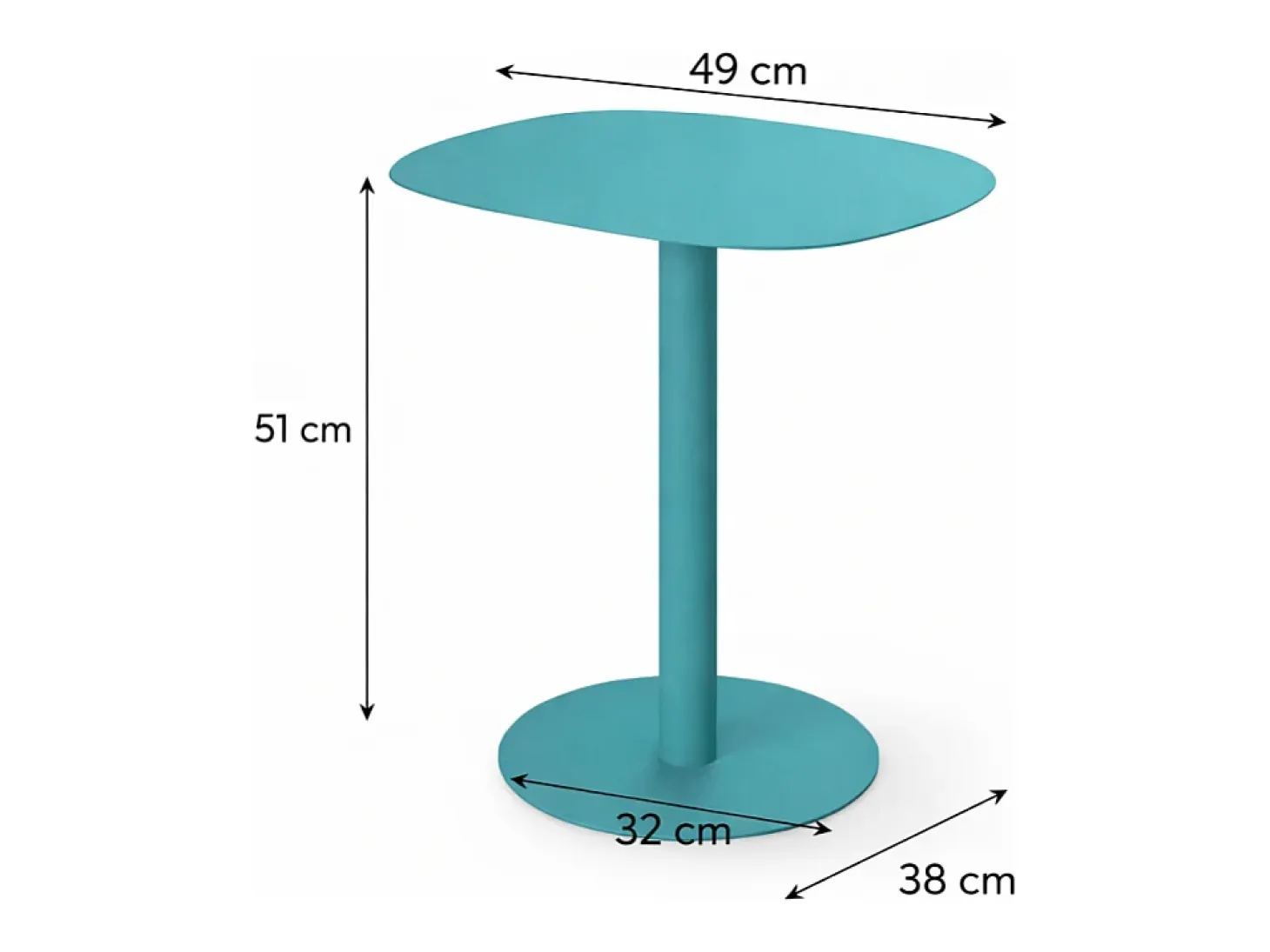 Mesita Auxiliar Salón, Metálica, Diseño Escandinavo, Funcional – Turquesa - 51*49*38 cm – SKANDY