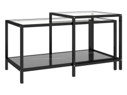 Mesita de centro 2 piezas vidrio templado negro