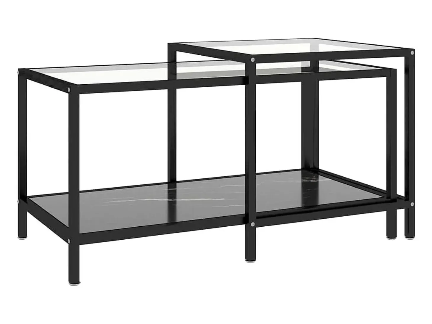 Mesita de centro 2 piezas vidrio templado negro