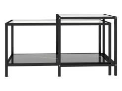Mesita de centro 2 piezas vidrio templado negro