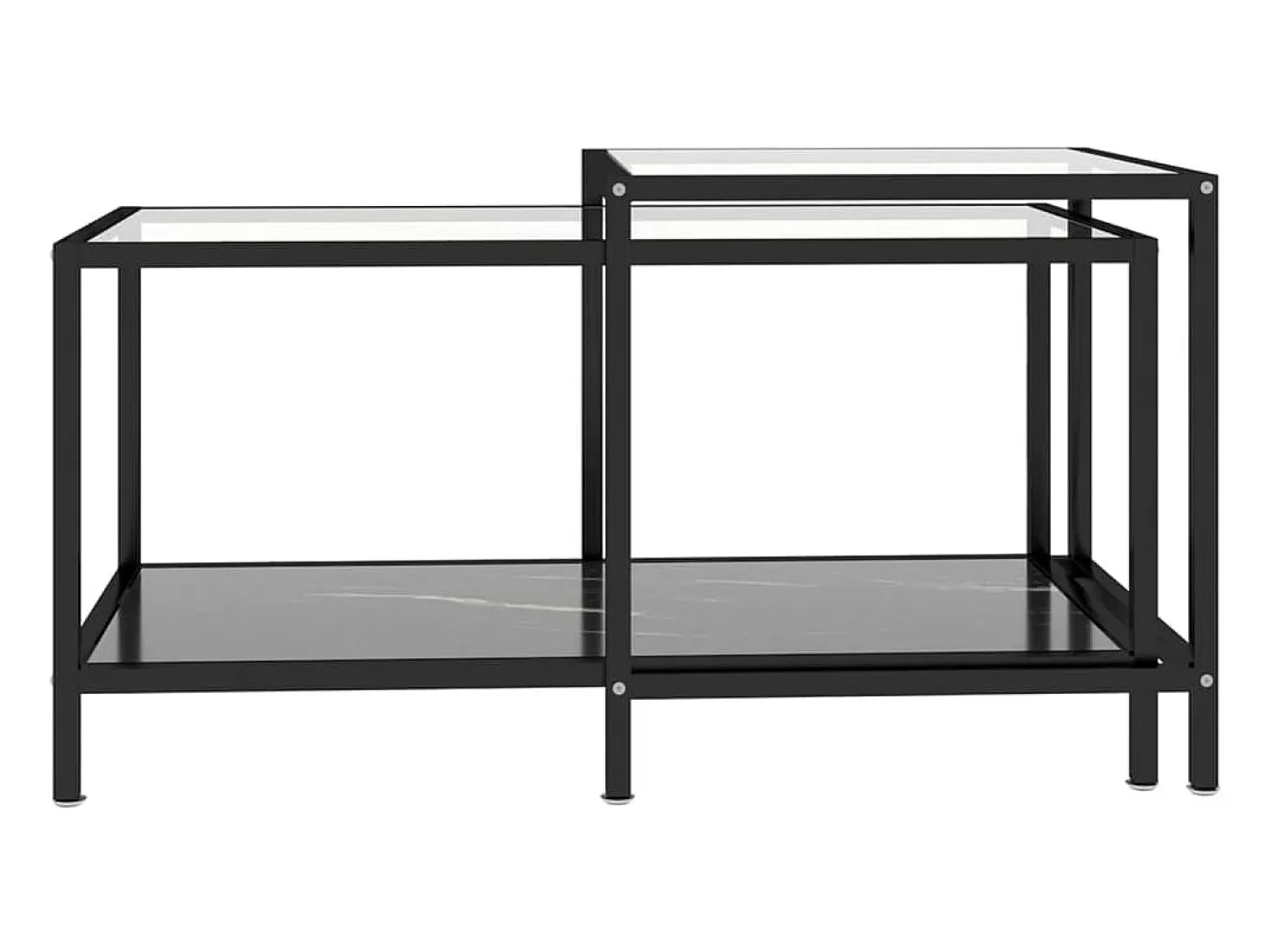 Mesita de centro 2 piezas vidrio templado negro