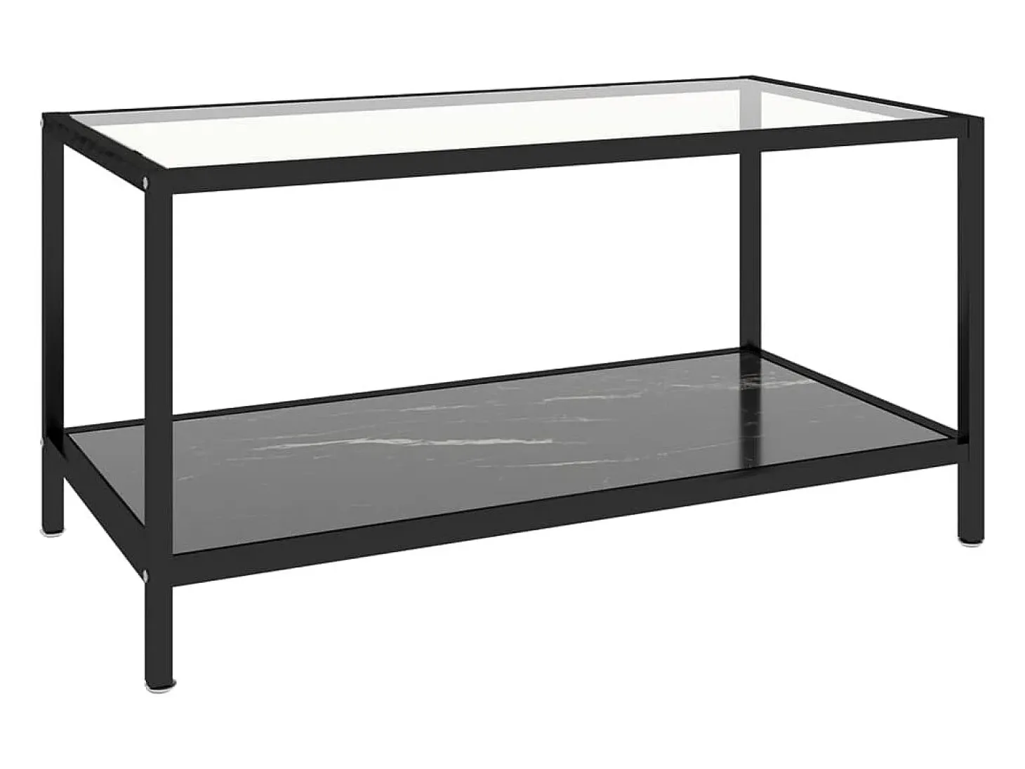 Mesita de centro 2 piezas vidrio templado negro