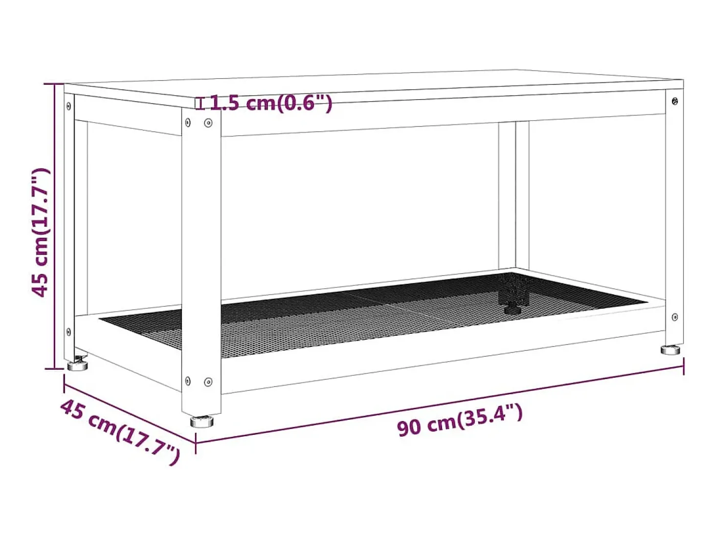 Mesita de centro MDF y hierro marrón claro y negro 90x45x45 cm