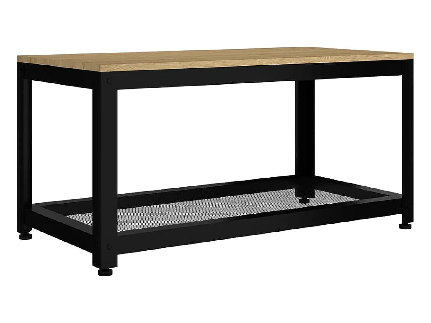 Mesita de centro MDF y hierro marrón claro y negro 90x45x45 cm