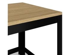 Mesita de centro MDF y hierro marrón claro y negro 90x45x45 cm