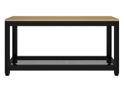 Mesita de centro MDF y hierro marrón claro y negro 90x45x45 cm