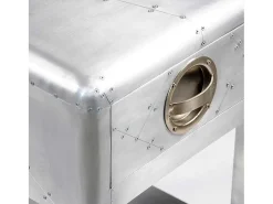 Mesita de estilo aviador con 1 cajón vintage
