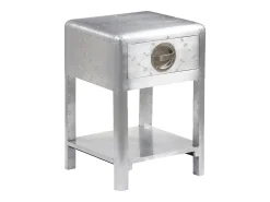 Mesita de estilo aviador con 1 cajón vintage