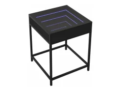 Mesita de noche con Infinity LED negra 40x40x51 cm