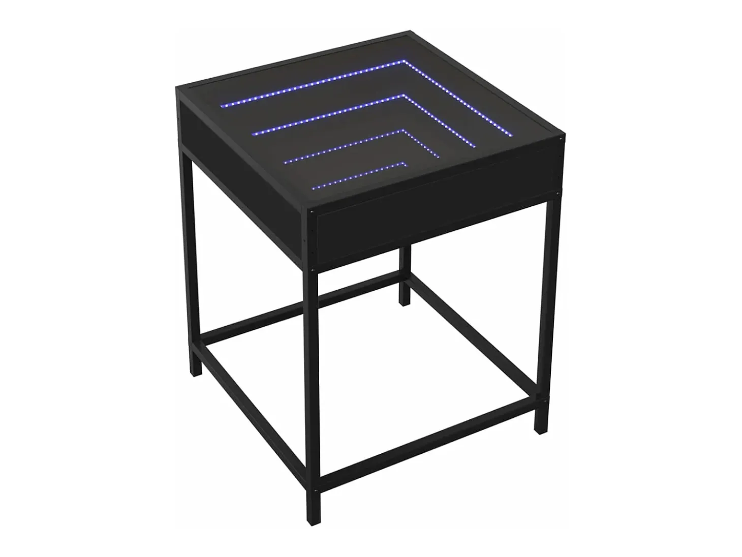 Mesita de noche con Infinity LED negra 40x40x51 cm