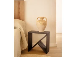 Mesita de noche o auxiliar de madera maciza en tono negro de 50x50cm - STOKE - DECOWOOD