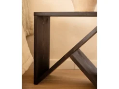 Mesita de noche o auxiliar de madera maciza en tono negro de 50x50cm - STOKE - DECOWOOD