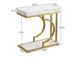 Mesita estrecha en Plata de ley - Mesita en forma de C - Mesa de noche moderna