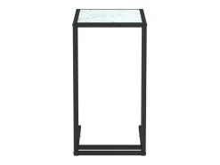 Mesita ordenador vidrio transparente blanco mármol 50x35x65cm