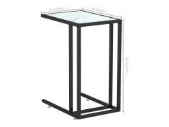 Mesita ordenador vidrio transparente blanco mármol 50x35x65cm