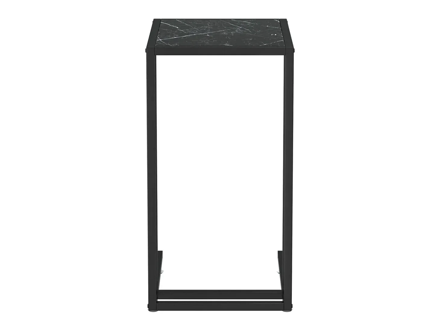 Mesita ordenador vidrio transparente negro mármol 50x35x65cm