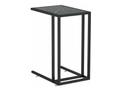 Mesita ordenador vidrio transparente negro mármol 50x35x65cm