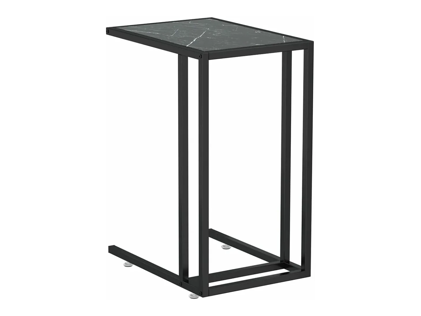 Mesita ordenador vidrio transparente negro mármol 50x35x65cm