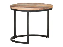 Mesitas auxiliares 3 piezas madera maciza reciclada