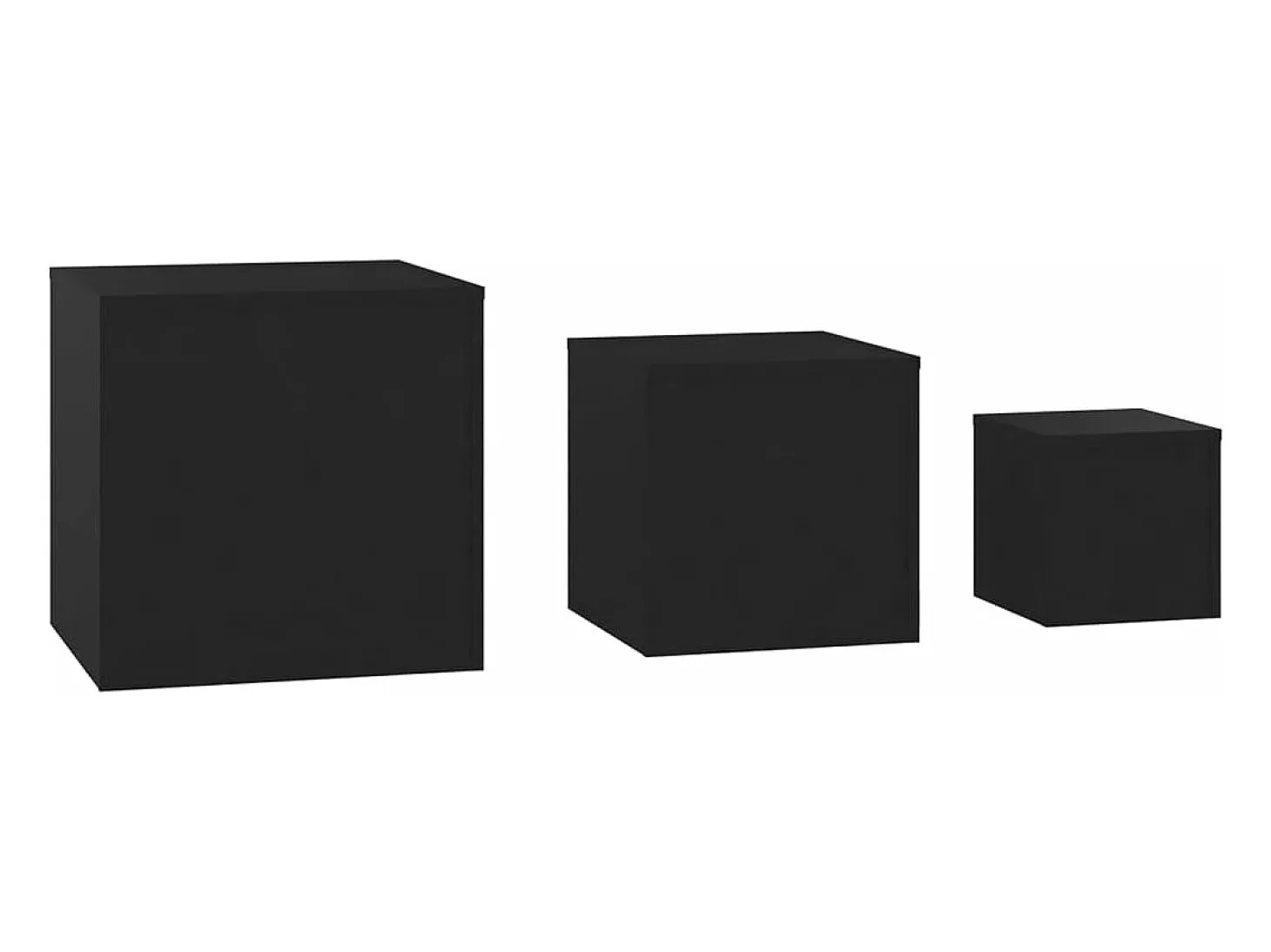Mesitas auxiliares 3 unidades madera contrachapada negro
