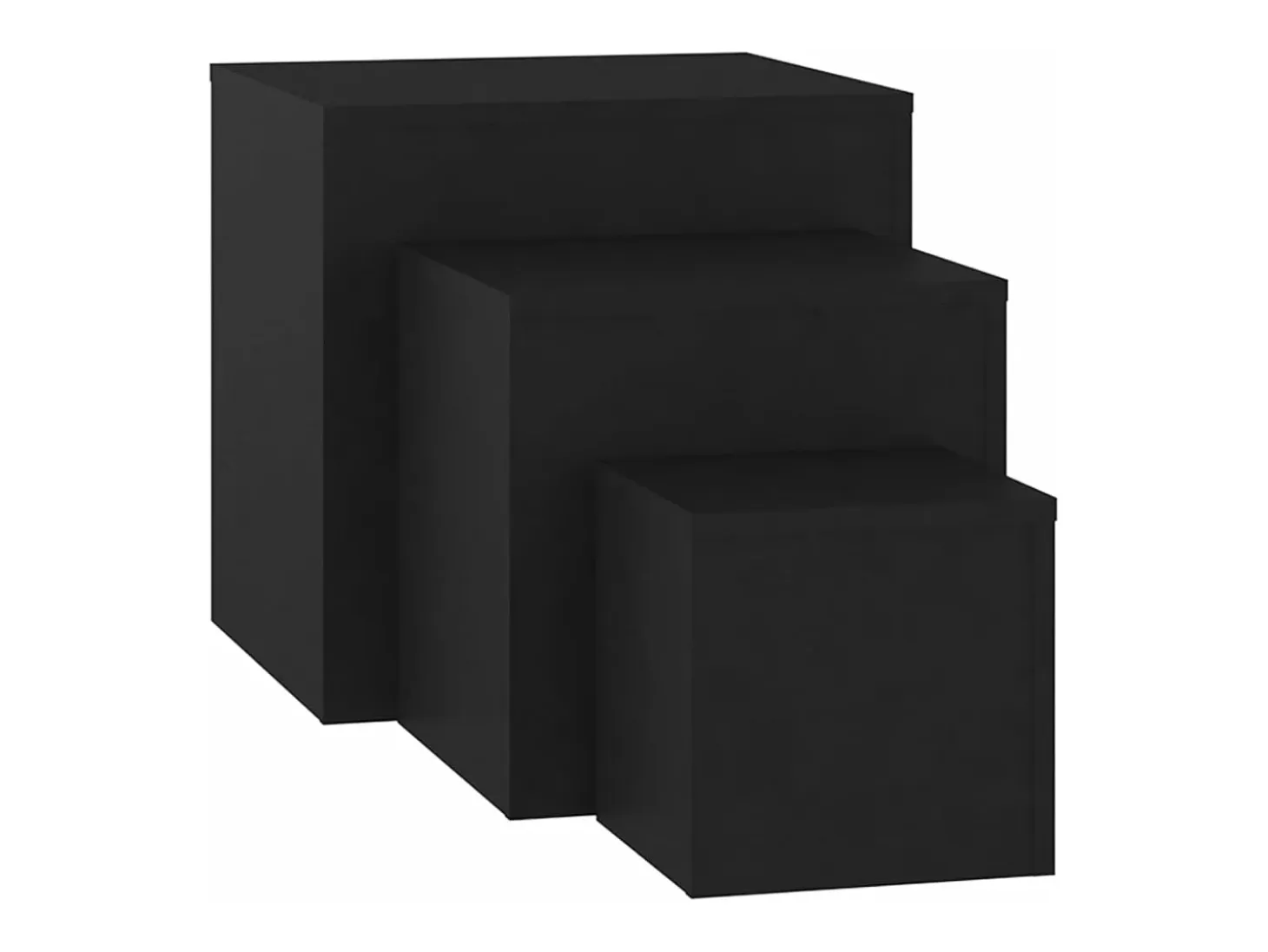 Mesitas auxiliares 3 unidades madera contrachapada negro