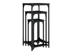 Mesitas auxiliares apilables 3 unidades madera de ingeniería negro