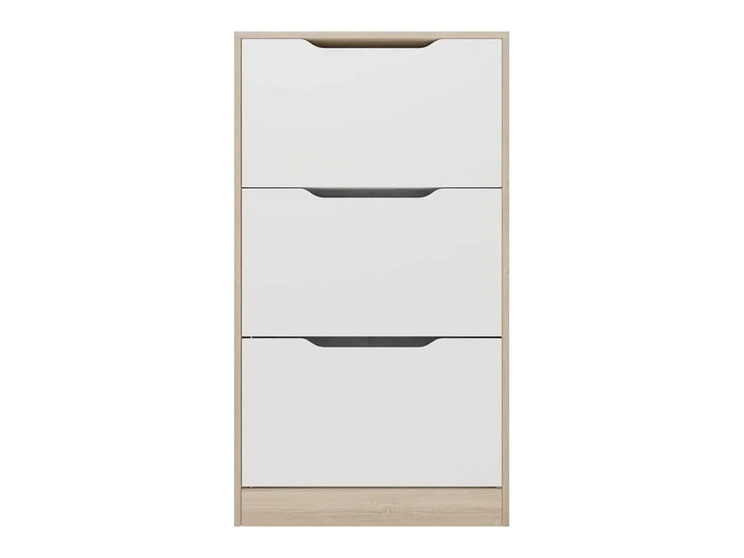 Meyvaser - Mueble Zapatero con 3 Puertas, Estrecho, Color Cambria y Blanco, Medidas: 107 cm (Alto) x 60 cm (Ancho) x 17,3 cm (Fondo)