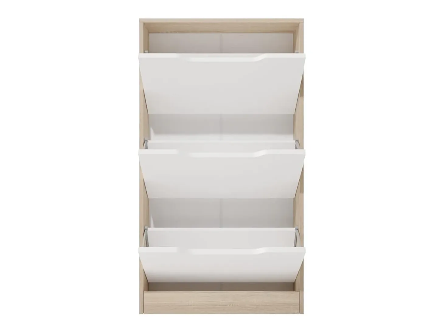 Meyvaser - Mueble Zapatero con 3 Puertas, Estrecho, Color Cambria y Blanco, Medidas: 107 cm (Alto) x 60 cm (Ancho) x 17,3 cm (Fondo)