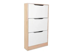 Meyvaser - Mueble Zapatero con 3 Puertas, Estrecho, Color Cambria y Blanco, Medidas: 107 cm (Alto) x 60 cm (Ancho) x 17,3 cm (Fondo)