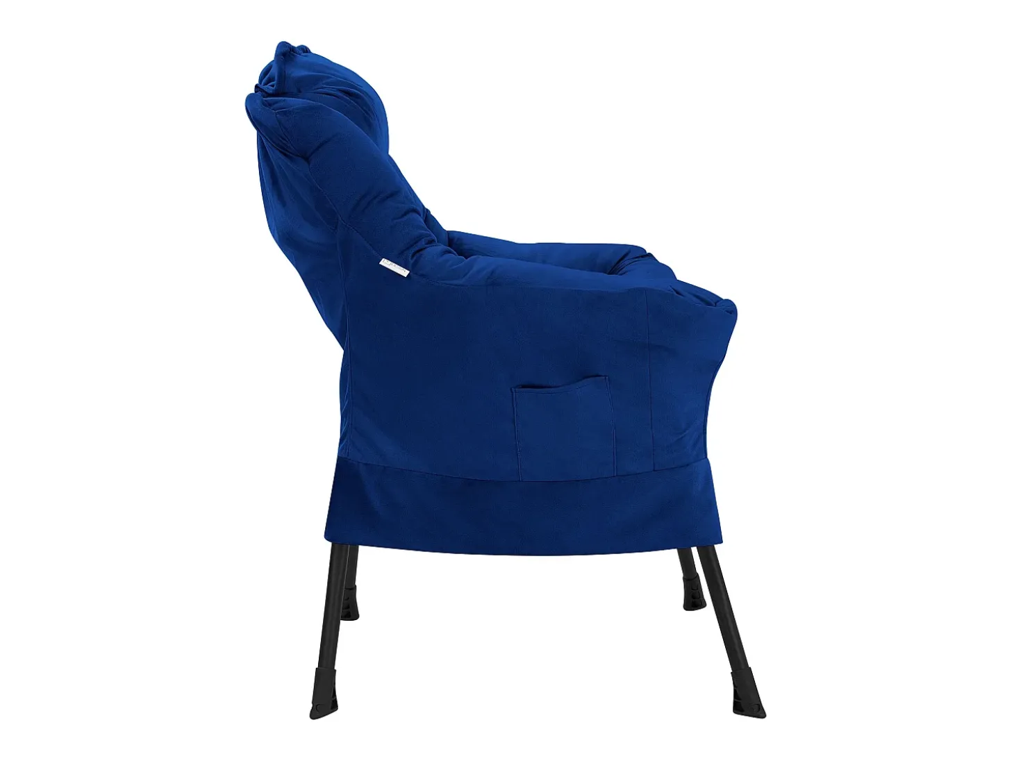 ML-Design Sillón reclinable azul oscuro, Sillón con reposabrazos y bolsillo lateral