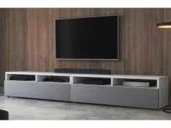 Mobile TV - bianco opaco / grigio lucido - 200 cm - REDNAW
