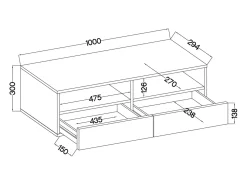 Mobile TV - bianco opaco / grigio lucido - 200 cm - REDNAW