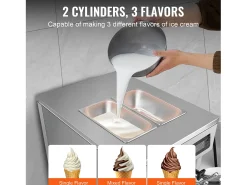 Máquina de Helado SucceBuy, Aparato de Helado Italiano 3 Sabores 18-28 L/h , para Cualquier Aventura de Acampada