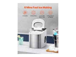 Máquina de Hielo de Sobremesa SucceBuy, 15 kg/24 h, 9 Cubitos en 6 min, Autolimpiante, Pala/Cesta, Bar/Oficina/Cocina/Hogar
