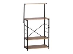 Mueble aux. cocina estantería 4 estantes roble cambrian/negro 76x123x40 cm