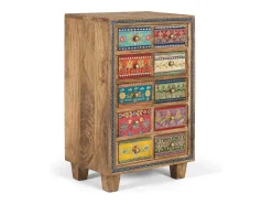Mueble auxiliar con madera de mango y detalles pintados a mano