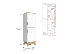 Mueble auxiliar de cocina alto Pamplona en Melamina con 4 estantes y 2 puertas , 150.62 cm X 44.95 cm X 39.87 cm , Multicolor