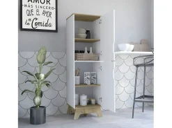 Mueble auxiliar de cocina alto Pamplona en Melamina con 4 estantes y 2 puertas , 150.62 cm X 44.95 cm X 39.87 cm , Multicolor