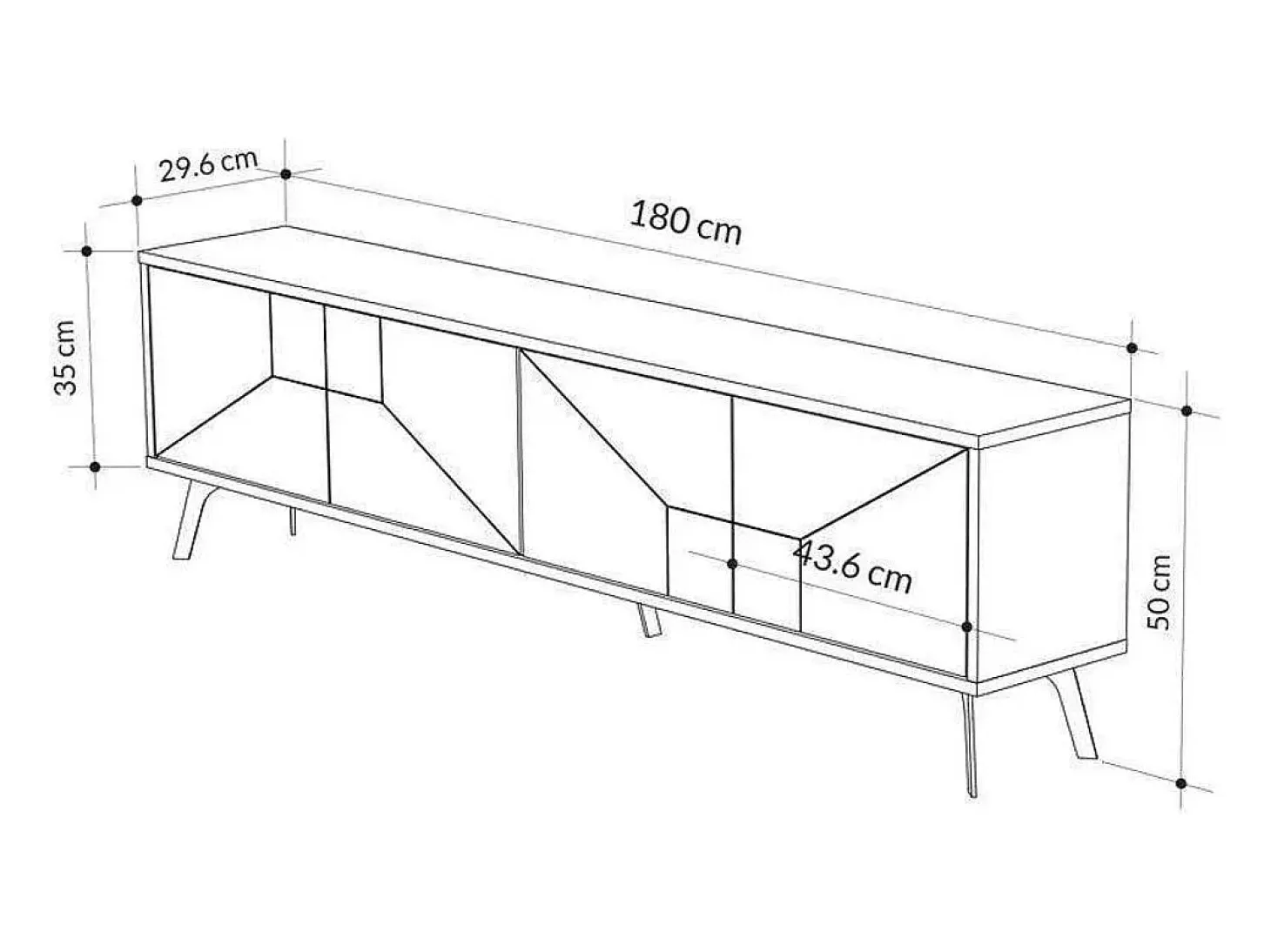 Mueble bajo de TV Dune 4 compartimentos blanco 50x180x29,6 cm