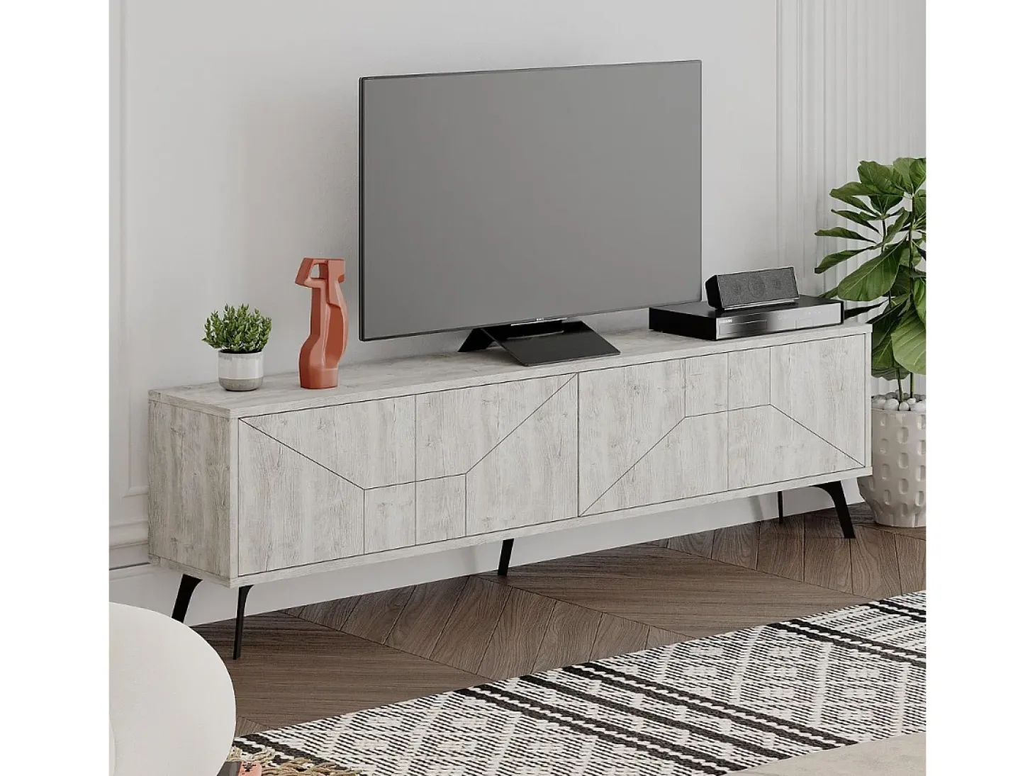 Mueble bajo de TV Dune 4 compartimentos blanco 50x180x29,6 cm