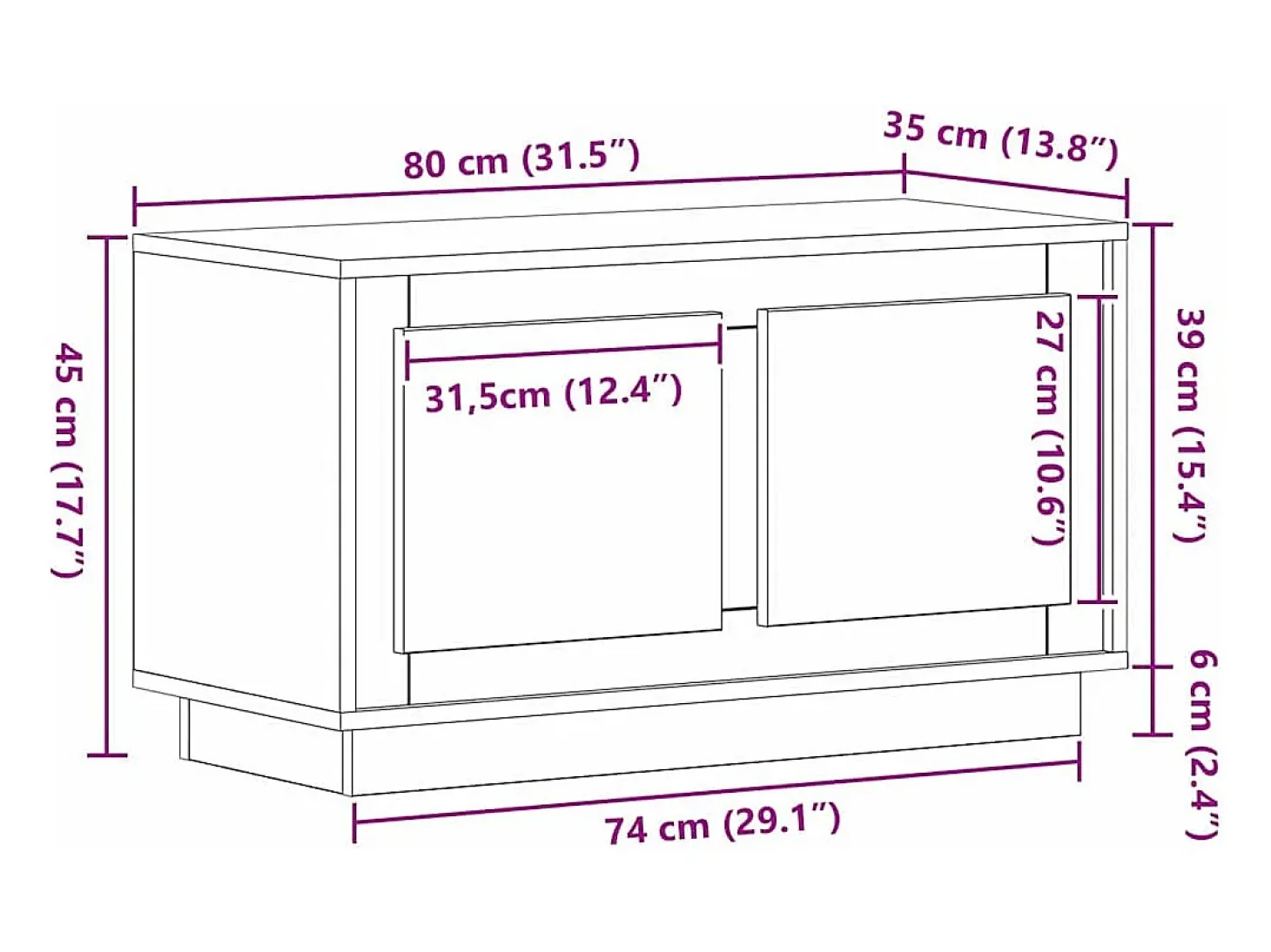 Mueble Bajo para TV Madera vieja 80 x 35 x 45 cm