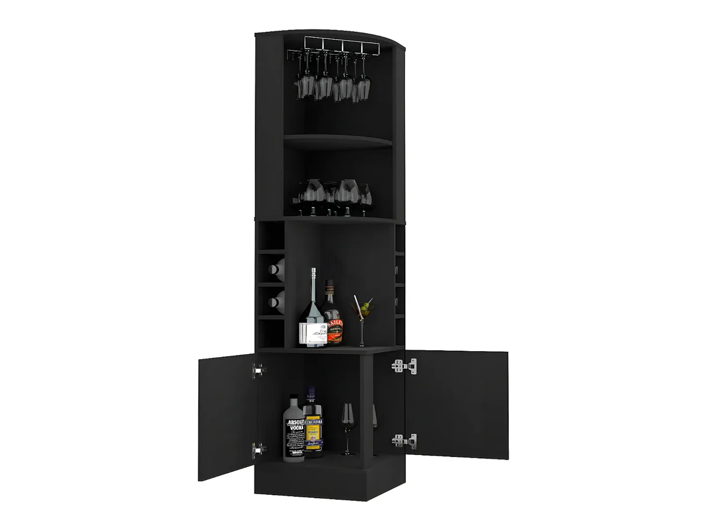 Mueble Bar Esquinero Kava Beijing, con botelleros 180.6CM A X 46.9CM An X 46.9CM P Wengue