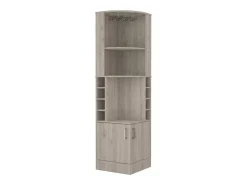Mueble bar esquinero Syrah, con soporte para copas , 180.59 cm X 46.73 cm X 46.73 cm , Gris / plata