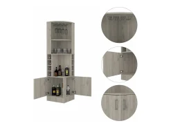 Mueble bar esquinero Syrah, con soporte para copas , 180.59 cm X 46.73 cm X 46.73 cm , Gris / plata